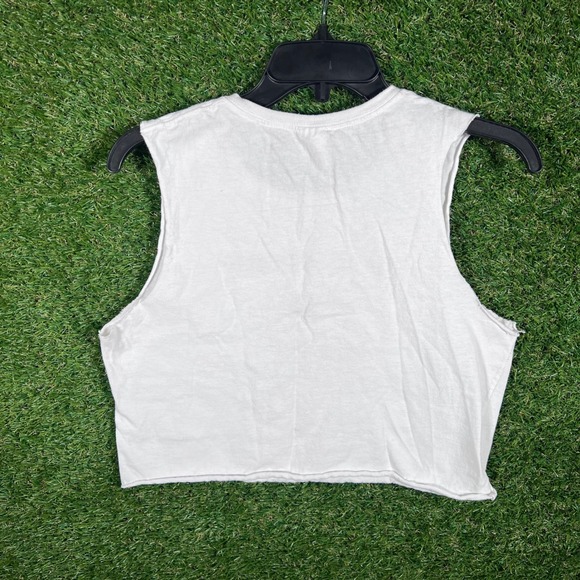 Gildan Jesus He is Rizzin Crop Top T Shirt Women's Size Medium White Sleeveless - Picture 3 of 5